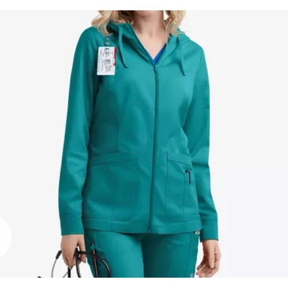 Butter-Soft stretch teal full zip scrubs jacket size M